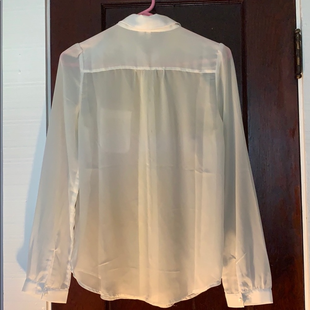Frenchi Cream Sheer Button Down Top - image 4